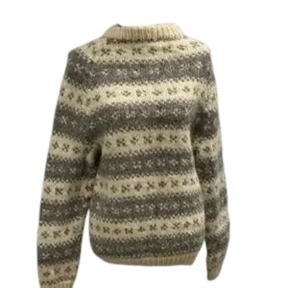 None Sweaters - Vintage Fair Isle Knit Sweater | Neutral Wool Blend | Size M (Estimated)